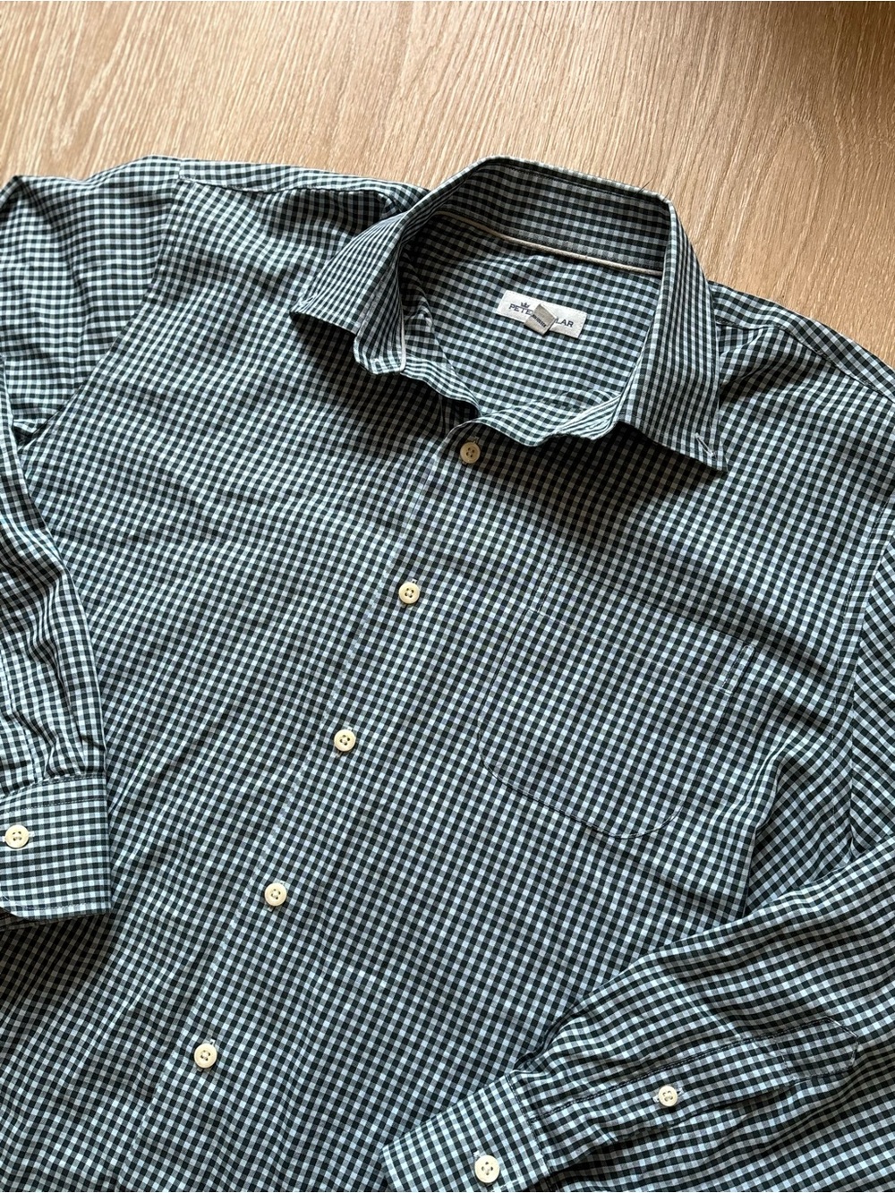 Peter Millar Crown Soft Stretch Blue Gingham Sport Shirt Button Down Size Medium - Picture 3 of 5